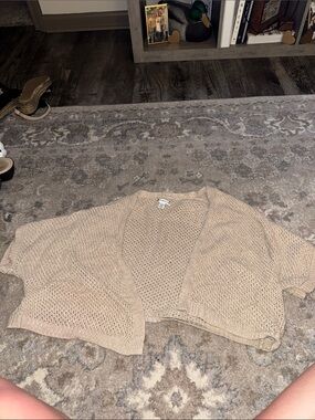 croft & barrow Beige Open-Weave Cropped Sweater Shrug